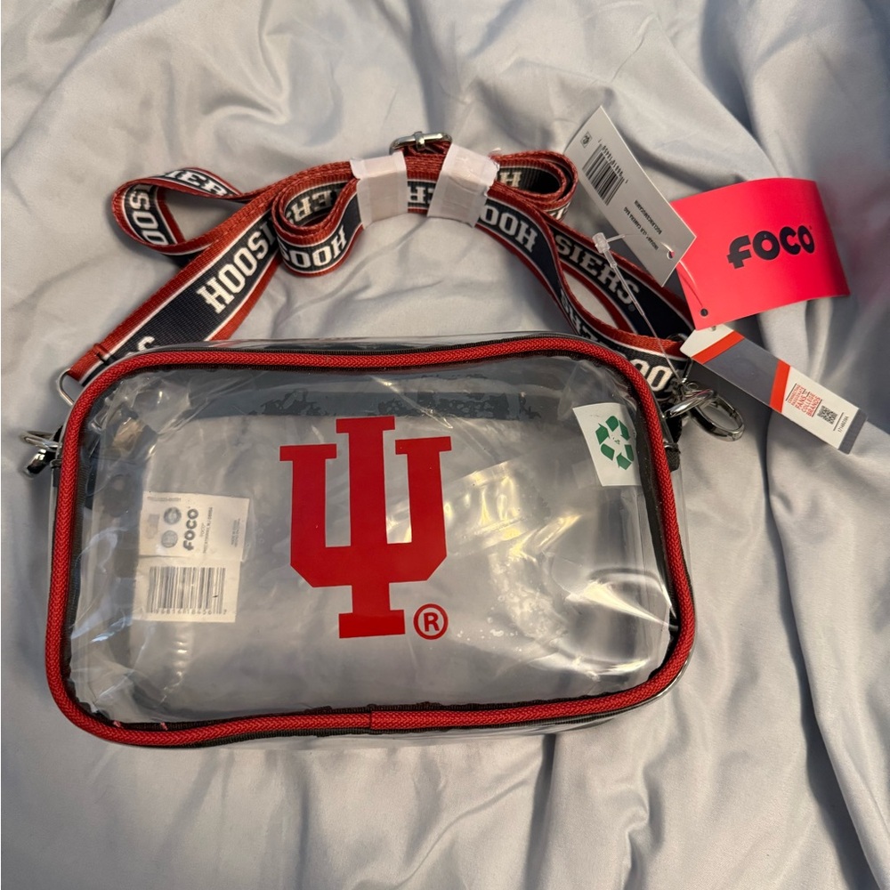 Transparent Crossbody Bag with Red Logo